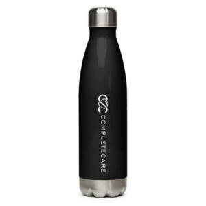 Stainless Steel Water Bottle - White Logo on Dark