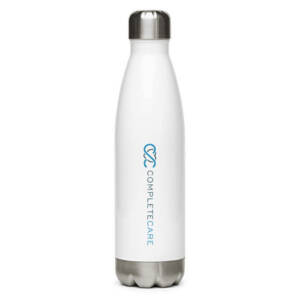 Stainless Steel Water Bottle - Dark Logo on White