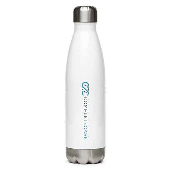Stainless Steel Water Bottle - Dark Logo on White